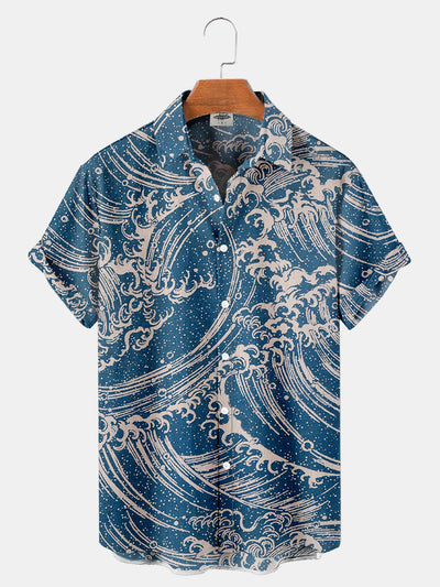 Mens Sea Waves Print Shirt