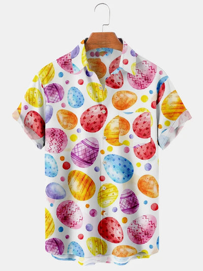 Fydude Men'S Easter Eggs Printed Shirt