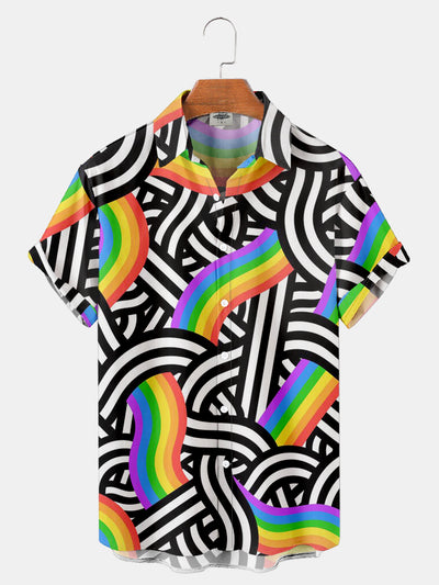 Fydude Men'S Lgbt Pride Month Rainbow Print Shirt