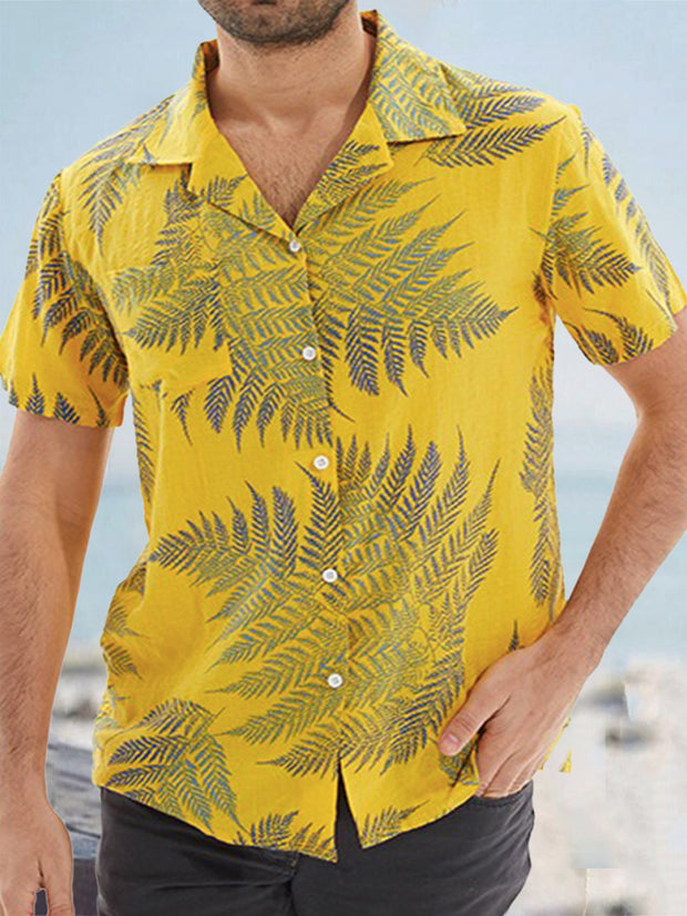Men's Cotton Palm Tree Printed Shirt