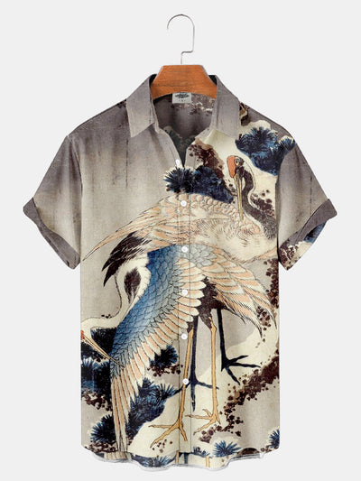 Fydude Men's Oriental Printed Shirt