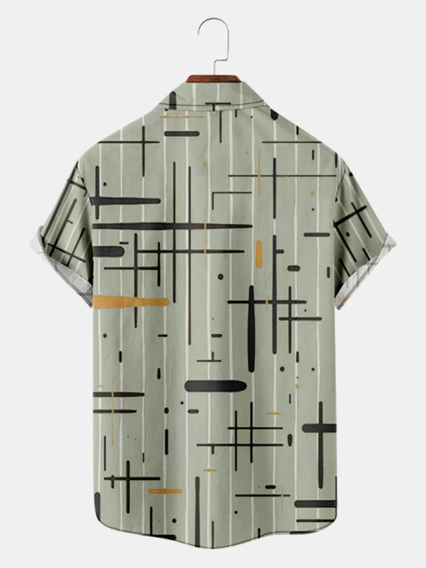 Men's Casual Geometric Print Short Sleeve Shirt