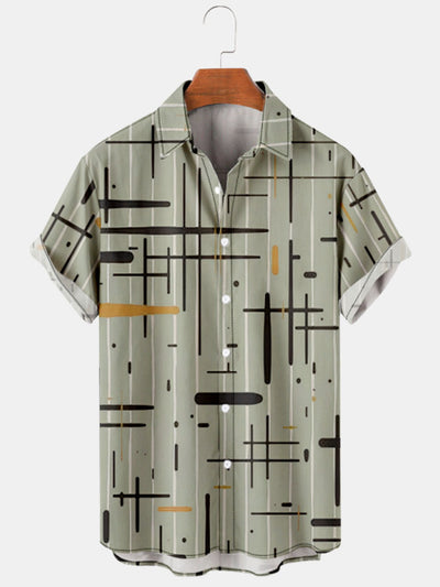 Men's Casual Geometric Print Short Sleeve Shirt
