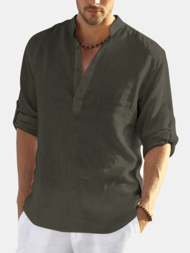 Men's Cotton Linen Plain Shirt