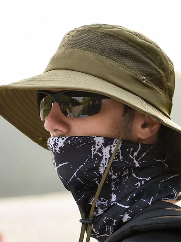 Outdoor Men'S Hat Sunscreen UV Breathable Wearable Big Brim Hat