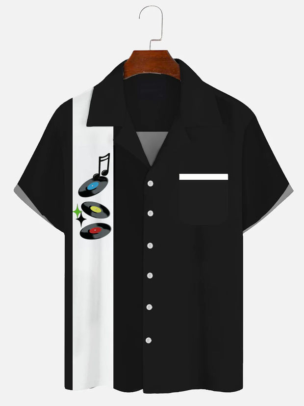 Fydude Men'S Music Geometric Print Shirt