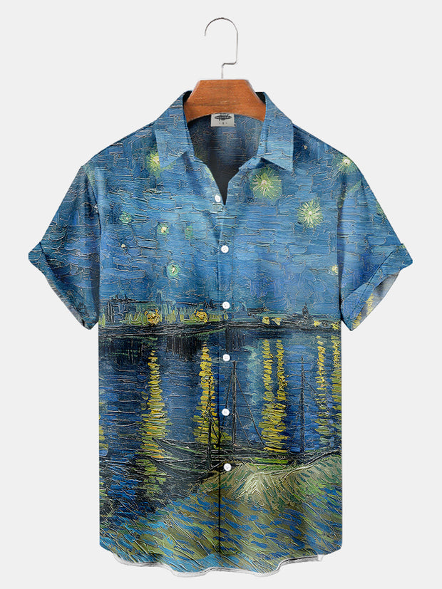 Mens Van Gogh Starry Night On The Rhone Print Shirt
