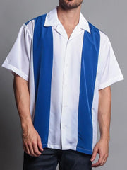 Fydude Men'S Basic Striped Bowling Shirt