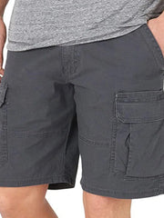 Mens Solid Cotton-Blend Solid Cargo Shorts
