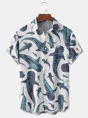 Fydude Men'S Ocean Whale Printed Shirt