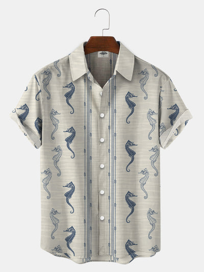 Men'S Ropes And Seahorses Print Shirts