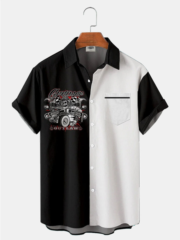 Fydude Men's vintage racing print shirt