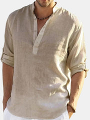 Men's Cotton Linen Plain Shirt