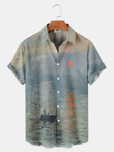 Mens Monet Sunrise Impression Print Shirt