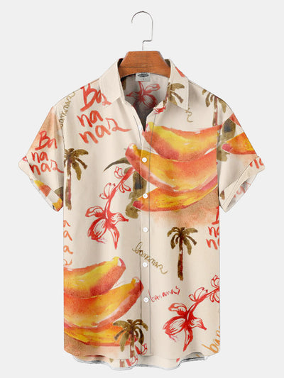 Fydude Men'S Tropical Plants Coconut Tree And Banana Printed Shirt