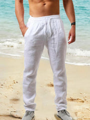 Men's Cotton Linen Pocket Pants Trousers