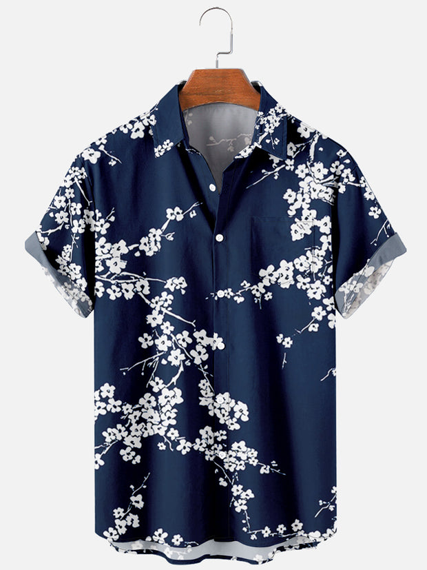 Ukiyo Plum Print Short-Sleeved Shirt
