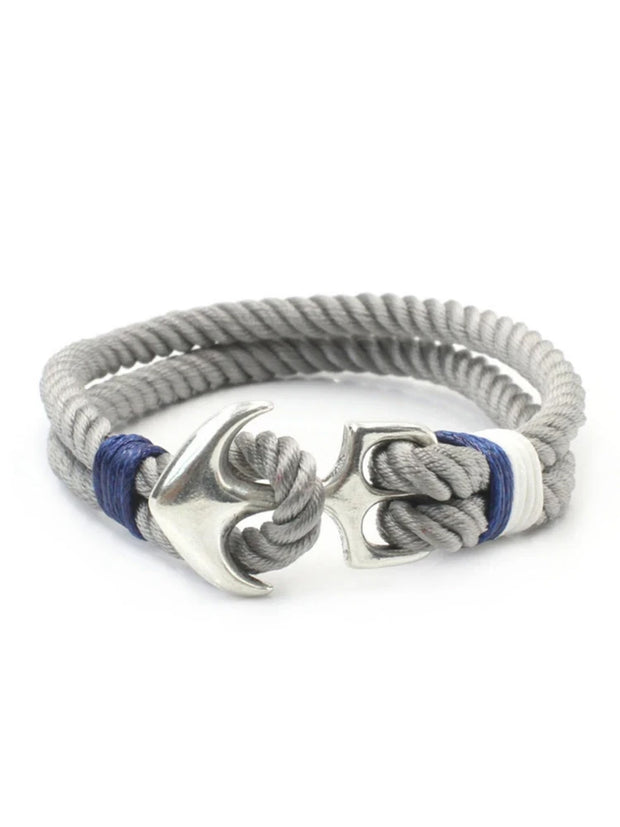 Anchor Couple Bracelet Navy Style Men'S Alloy Braided Bracelet