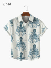 Casual Octopus Print Family Shirt