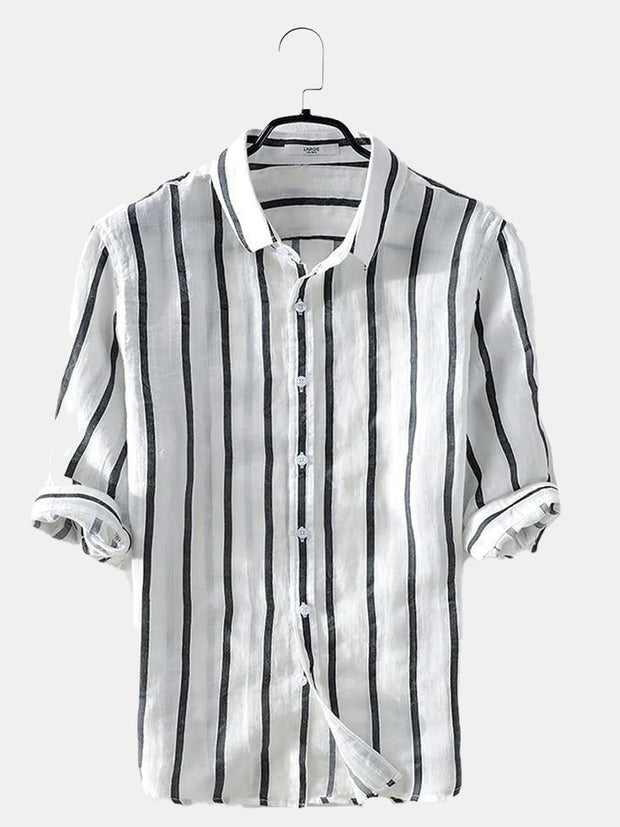 Stripe Cotton And Linen  Shirts