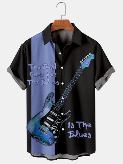 Fydude Men'S Simple Music Guitar Printed Shirt